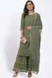 Olive Green Art Silk Straight Suit Set image number 7